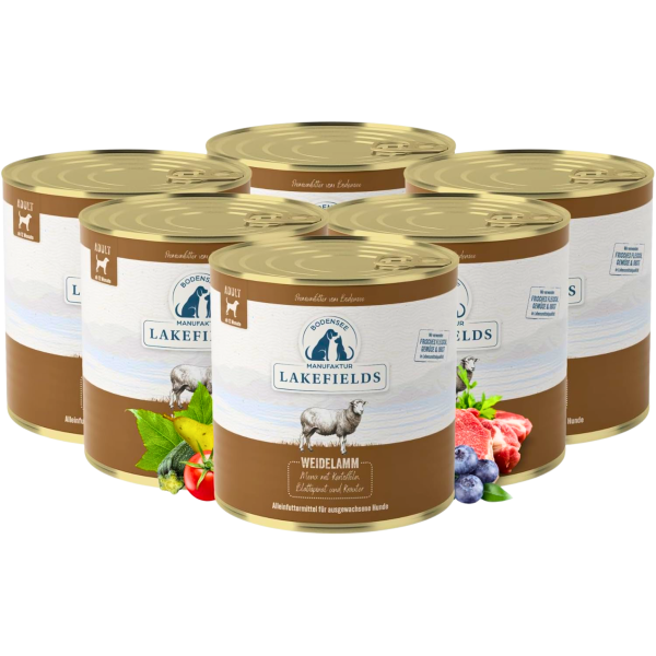 Nassfutter-Menü Lamm – Premium Alleinfuttermittel für Hunde mit frischem Weidelamm, Kartoffeln, Blattspinat & Kräutern